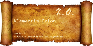 Klementis Orion névjegykártya